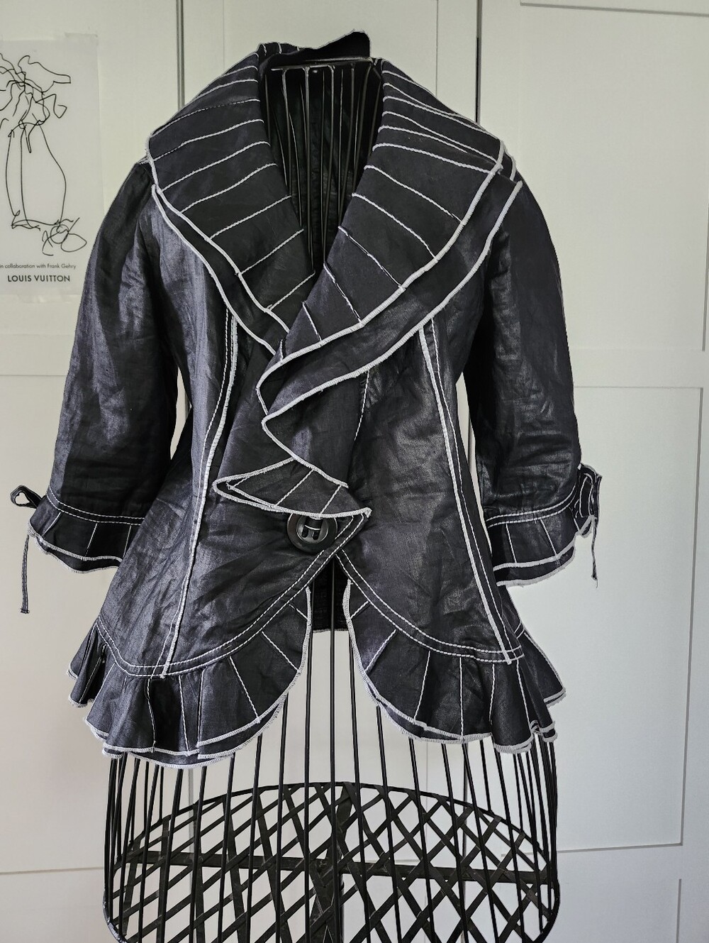Jm Collection Black Ruffle-Trim Jacket